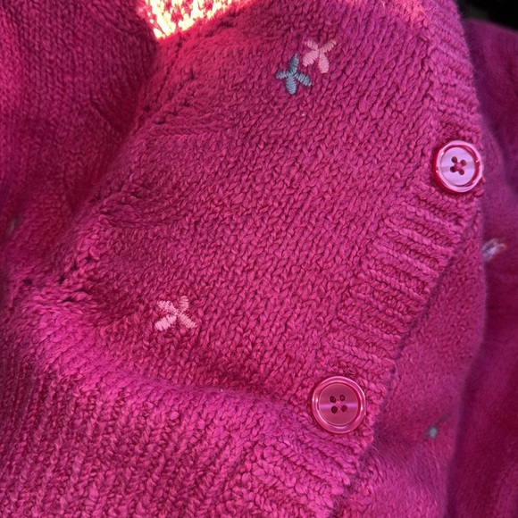 girls pink abercrombie & fitch knit cardigan sweater with embroided flowers - Picture 5 of 7